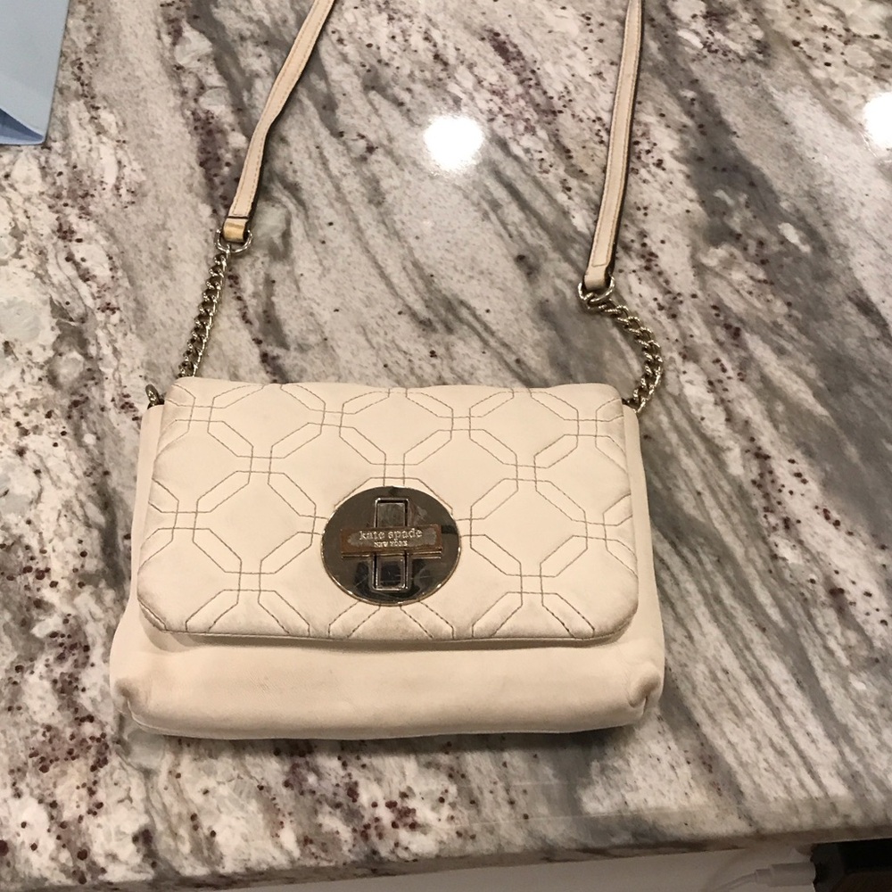 Kate Spade Ivory Crossbody Bag with Gold Accents